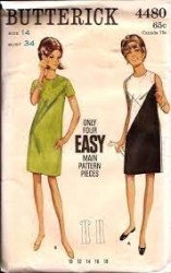 4480 BUTTERICK 1960S EASY SHORT SLEEVE / SLEEVELESS SLIM DRESS PATTERN UNCUT 12 32"B